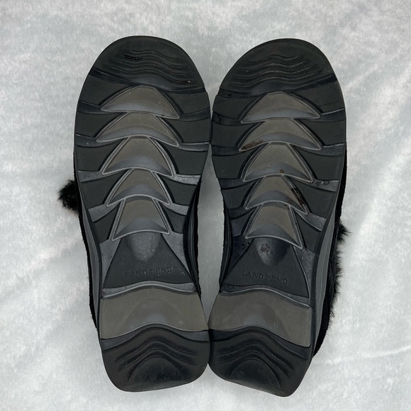 Lands' End Faux Fur Lining Quilted Black Suede Powder Belle Shoe Women’s 9.5B - Picture 4 of 10
